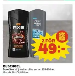 Coop DOVE/ AXE Duschgel erbjuda