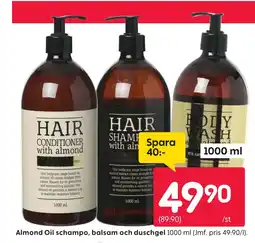 Rusta Almond Oil schampo, balsam och duschgel erbjuda