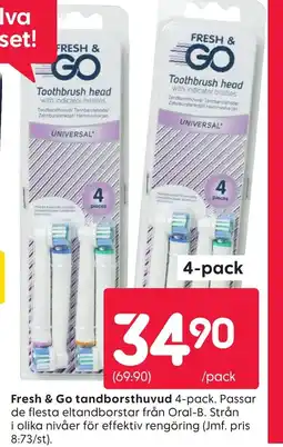 Rusta Fresh & Go tandborsthuvud 4-pack. Passar de flesta eltandborstar från Oral-B. Strån erbjuda