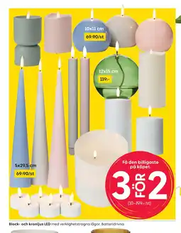 Rusta Block- och kronljus LED med verklighetstrogna lågor. Batteridrivna. erbjuda