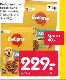 Rusta Pedigree torr- foder, hund Olika smaker, erbjuda