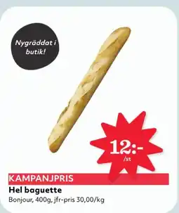 Hemköp KAMPANJPRIS Hel baguette erbjuda