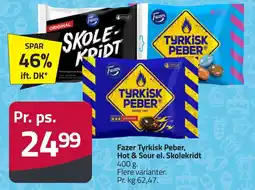 Fleggaard FAZER Tyrkisk peber, hot & sour el. skolekridt erbjuda