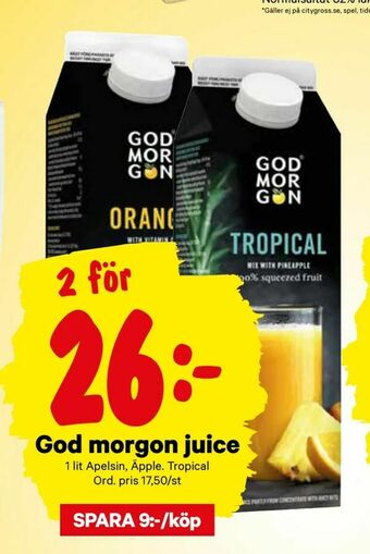 City Gross God morgon juice erbjuda