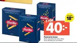 Coop Extra Pasta korta former, SEK 40 erbjuda
