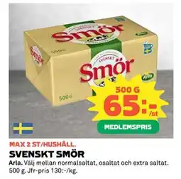 Coop SVENSKT SMÖR, Medlemspris erbjuda