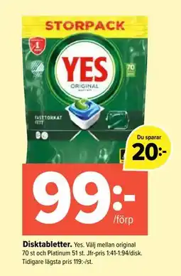 Coop Extra Disktabletter, SEK 99 erbjuda