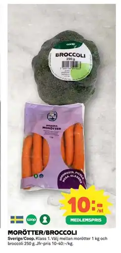 Coop MORÖTTER/BROCCOLI, Medlemspris erbjuda