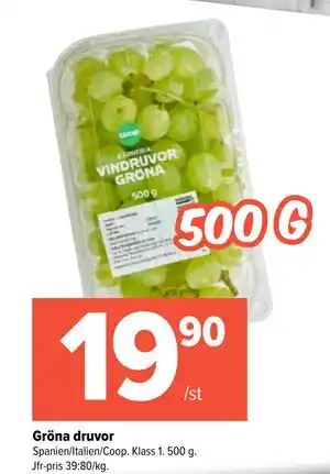 Coop Extra Gröna druvor, SEK 19.9 erbjuda