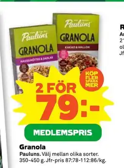 Stora Coop Granola, Medlemspris erbjuda