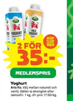 Stora Coop Yoghurt, Medlemspris erbjuda