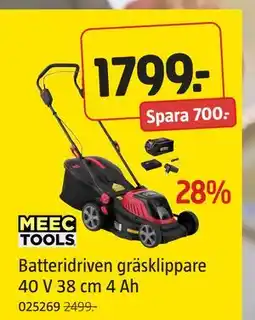 Jula Batteridriven gräsklippare 40 V 38 cm 4 Ah, SEK 1799 erbjuda