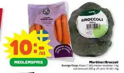 Stora Coop Morötter/Broccoli, Medlemspris erbjuda