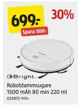 Jula Robotdammsugare 1500 mAh 80 min 220 ml, SEK 699 erbjuda