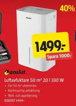 Jula Luftavfuktare 50 m² 20 l 330 W, SEK 1499 erbjuda