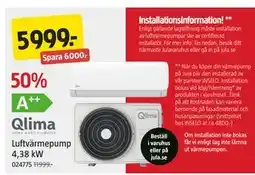 Jula Luftvärmepump 4,38 kW, SEK 5999 erbjuda