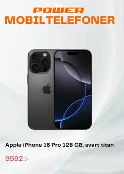 Power Apple iPhone 16 Pro 128 GB, svart titan erbjuda