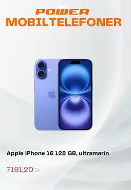 Power Apple iPhone 16 128 GB, ultramarin erbjuda