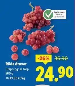 Lidl Röda druvor, SEK 24.9 erbjuda
