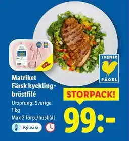 Lidl Matriket Färsk kycklingbröstfilé, SEK 99 erbjuda