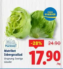 Lidl Matriket Isbergssallad, SEK 17.9 erbjuda