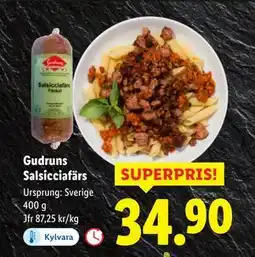 Lidl Gudruns Salsicciafärs, SEK 34.9 erbjuda