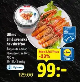 Lidl Ullmo Små svenska havskräftor, Pris i appen erbjuda