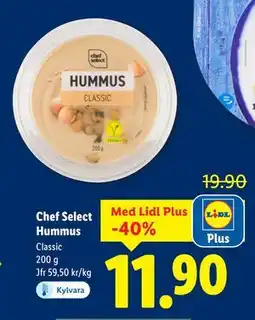 Lidl Chef Select Hummus, Pris i appen erbjuda