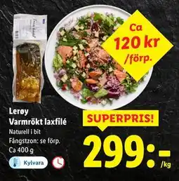 Lidl Lerøy Varmrökt laxfilé, SEK 299 erbjuda