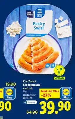 Lidl Chef Select Filodegssnurra med ost, Pris i appen erbjuda