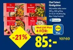 Lidl Chef Select Färdigrätter, Pris i appen erbjuda
