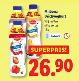 Lidl Milbona Drickyoghurt, SEK 26.9 erbjuda