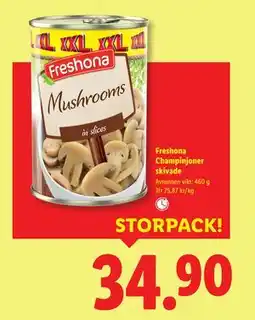 Lidl Freshona Champinjoner skivade, SEK 34.9 erbjuda