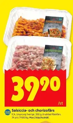 ICA Kvantum ICA Salsiccia- och chorizofärs erbjuda