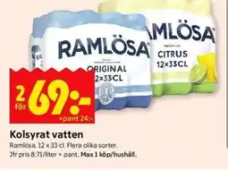 ICA Kvantum RAMLÖSA Kolsyrat vatten erbjuda
