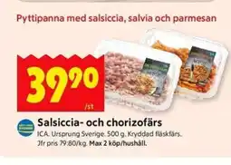 ICA Kvantum ICA Salsiccia- och chorizofärs erbjuda
