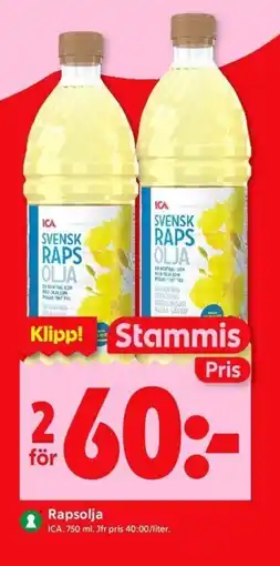 ICA Kvantum ICA Rapsolja erbjuda