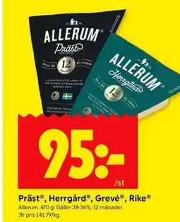 ICA Kvantum ALLERUM PrästⓇ, Herrgård®, Grevé®, Rike erbjuda