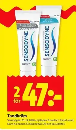 ICA Kvantum SENSODYNE Tandkräm erbjuda
