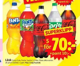 ICA Supermarket Läsk Coca-Cola, Fanta, Sprite erbjuda