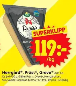 ICA Supermarket ARLA Herrgård®, PrästⓇ, Grevé erbjuda