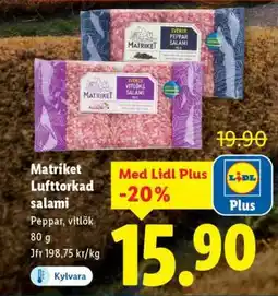Lidl Matriket Lufttorkad salami erbjuda