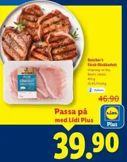 Lidl BUTCHER'S Färsk fläskkotlett erbjuda