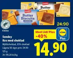 Lidl Sondey Kex med choklad erbjuda