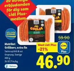 Lidl Matriket Grillkorv, extra fin erbjuda