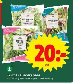 ICA Supermarket Skurna sallader i påse erbjuda