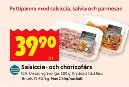 ICA Supermarket Salsiccia- och chorizofärs erbjuda