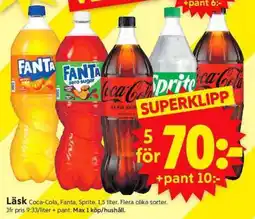 ICA Supermarket Läsk Coca-Cola, Fanta, Sprite erbjuda