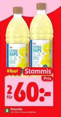 ICA Supermarket Rapsolja erbjuda