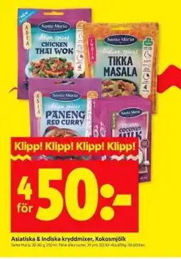 ICA Supermarket ASIATISKA & INDISKA KRYDDMIXER, KOKOSMJÖLK erbjuda
